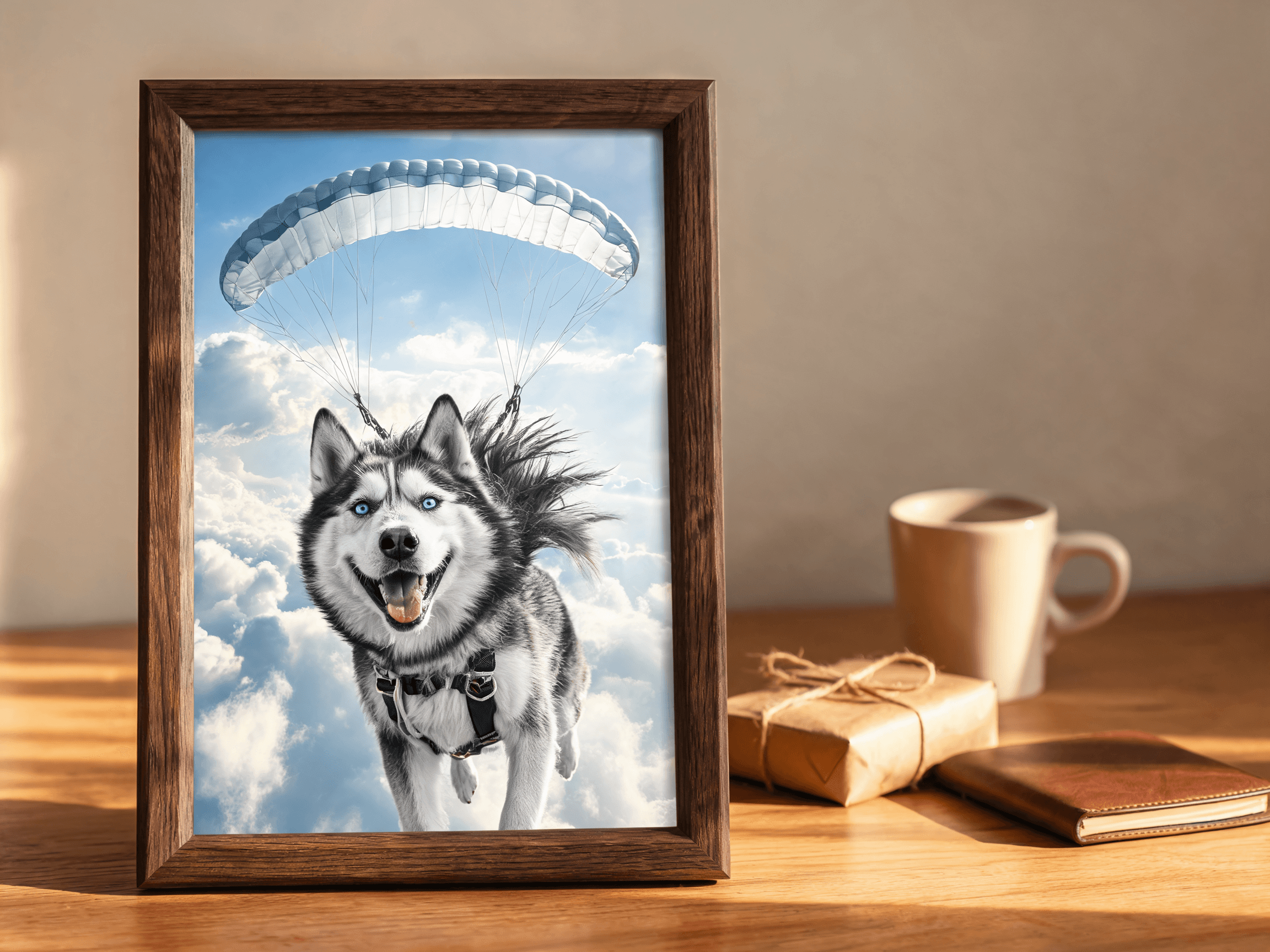 Heroic AI dog portrait, a dog dad gift