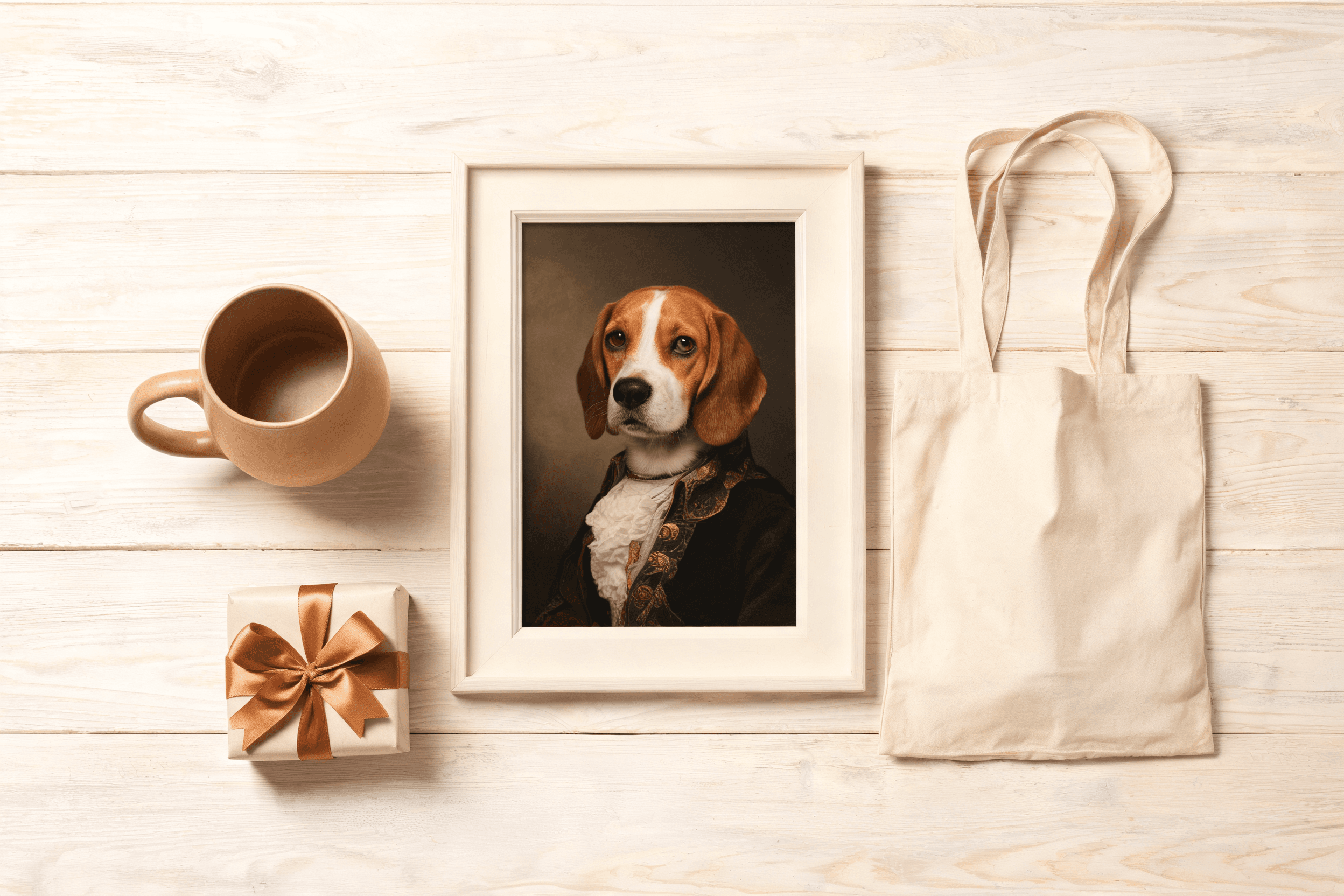 A custom dog portrait presented as a gift for a dog lover