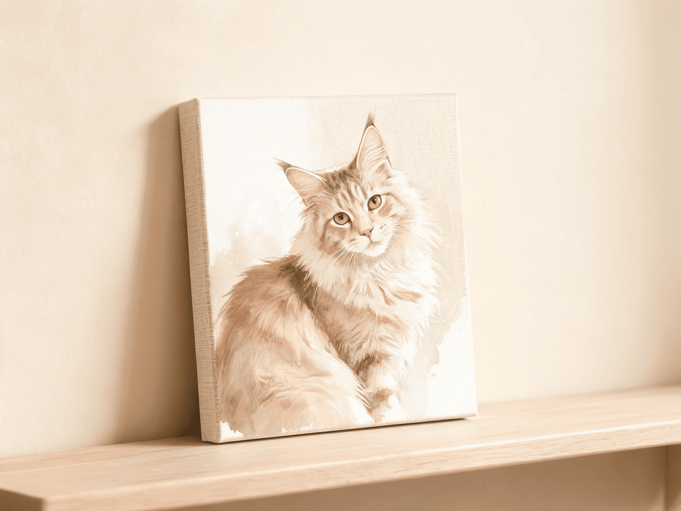 Custom pet portrait on a gallery-wrapped canvas