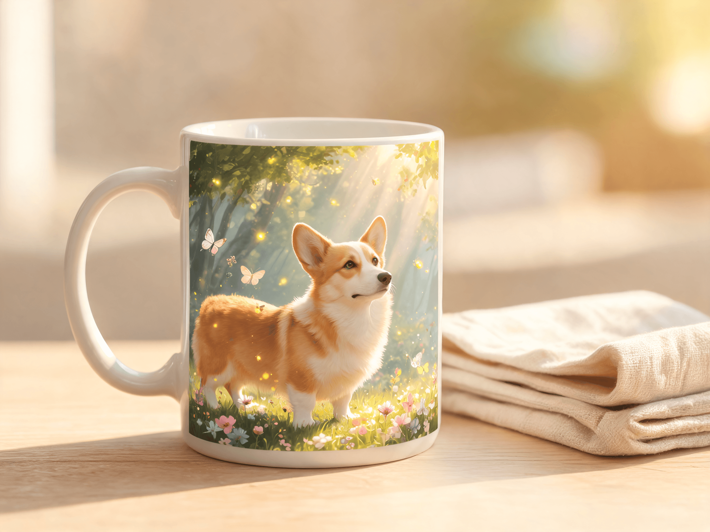 Custom pet portrait printed on a ceramic mug