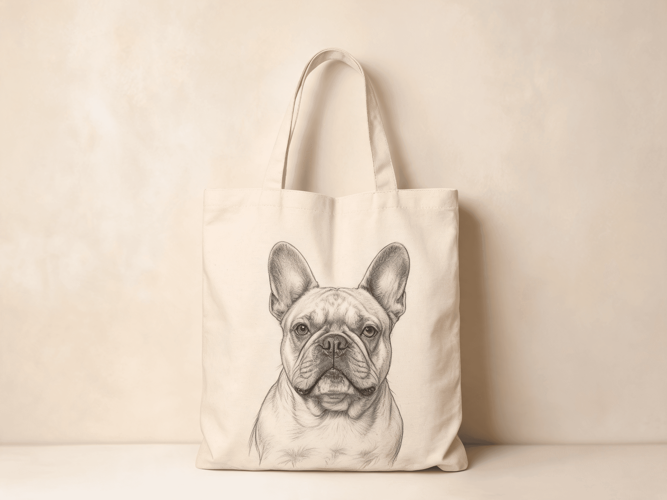 Custom pet portrait printed on a cotton tote bag